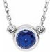 Rhodium-Plated Sterling Silver 4 mm Round Imitation Blue Sapphire Solitaire 16