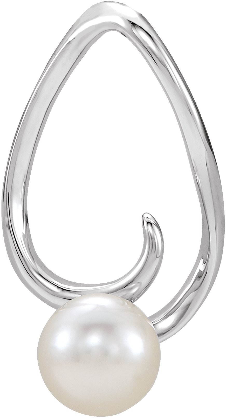 14K White Cultured White Freshwater Pearl Freeform Pendant