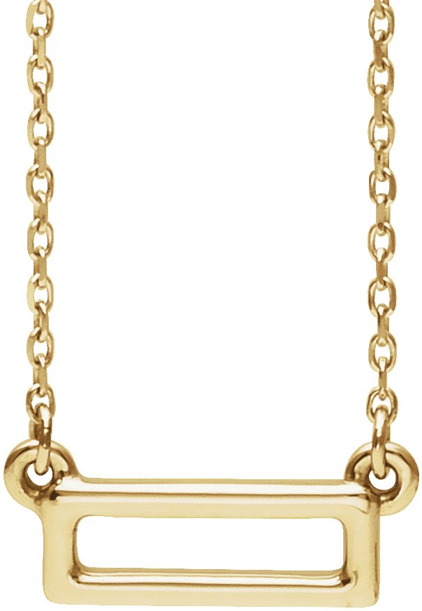 14K Yellow Rectangle Bar 16-18" Necklace