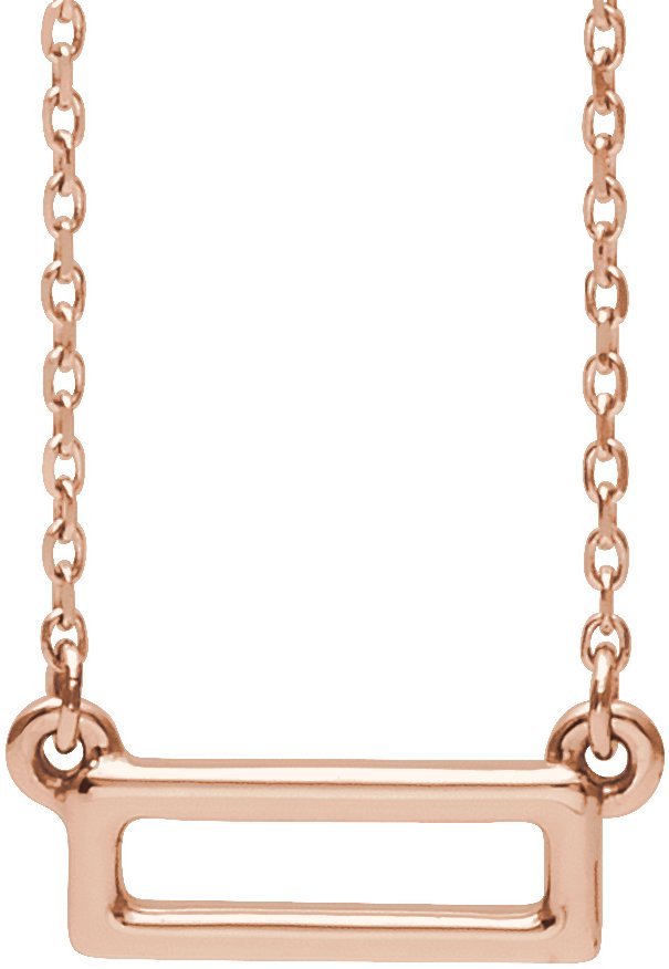 14K Rose Rectangle Bar 16-18" Necklace