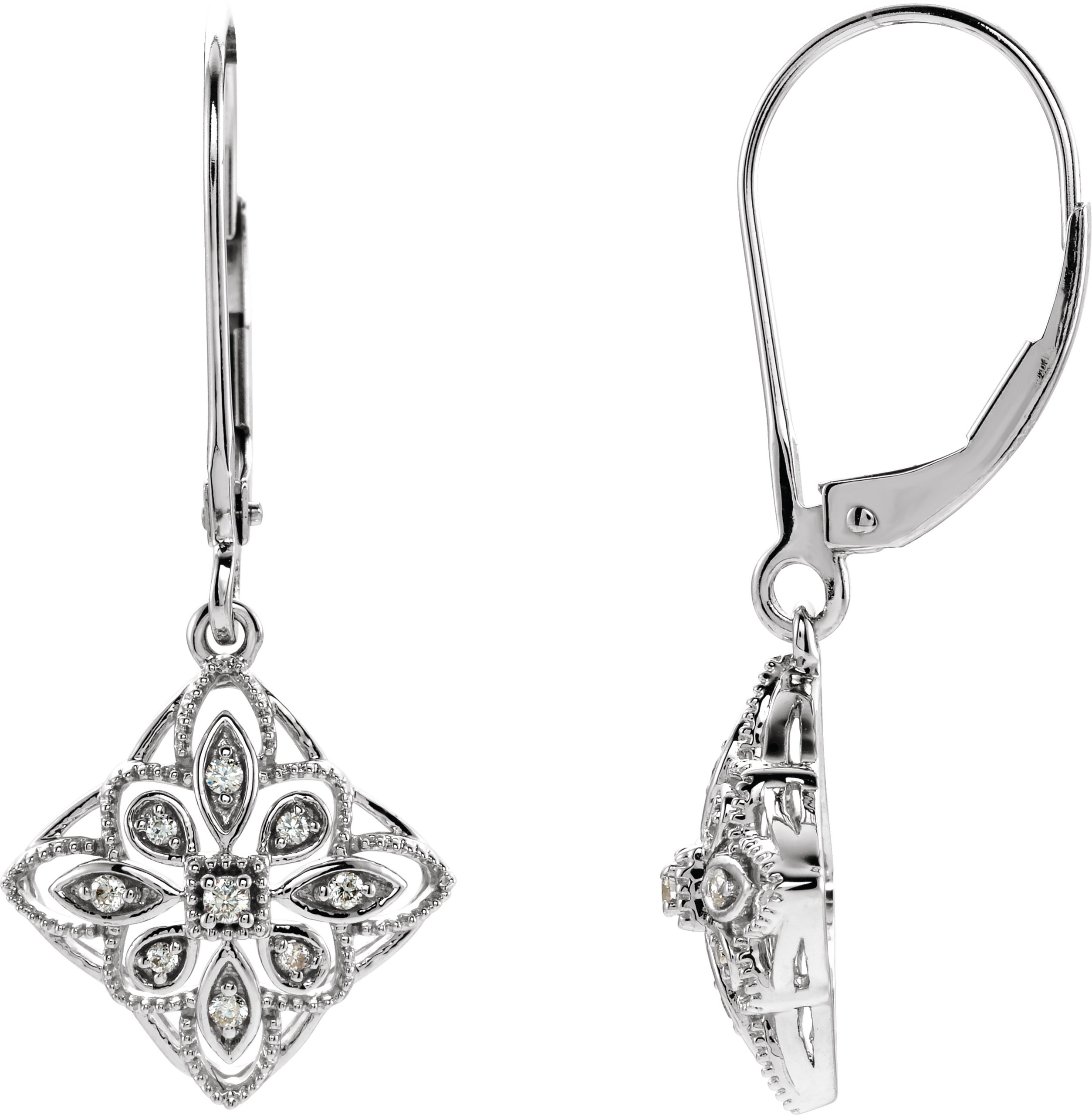 Sterling Silver 1/10 CTW Natural Diamond Granulated Filigree Earrings