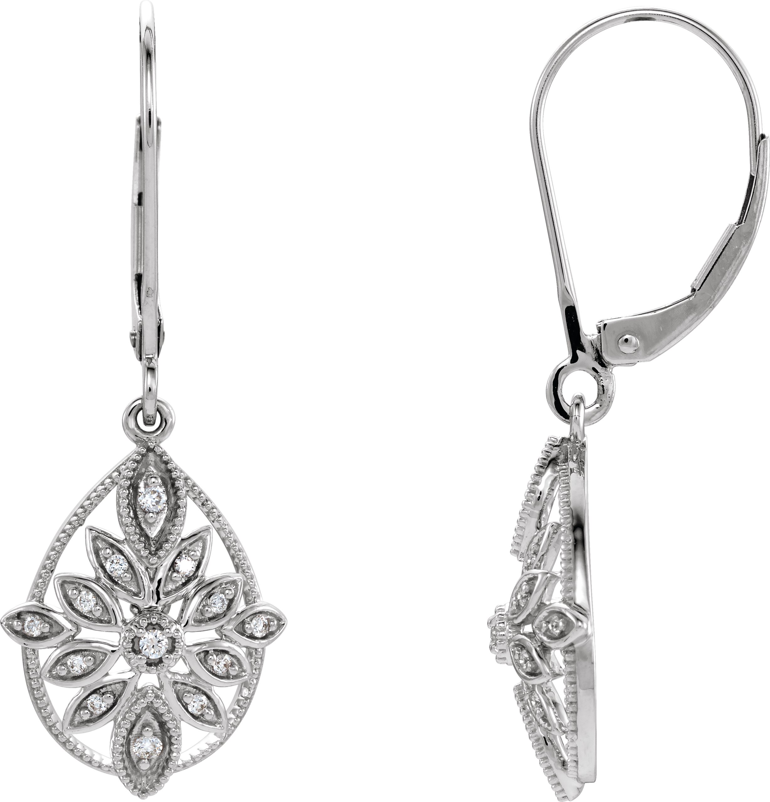 Sterling Silver 1/6 CTW Natural Diamond Granulated Filigree Earrings