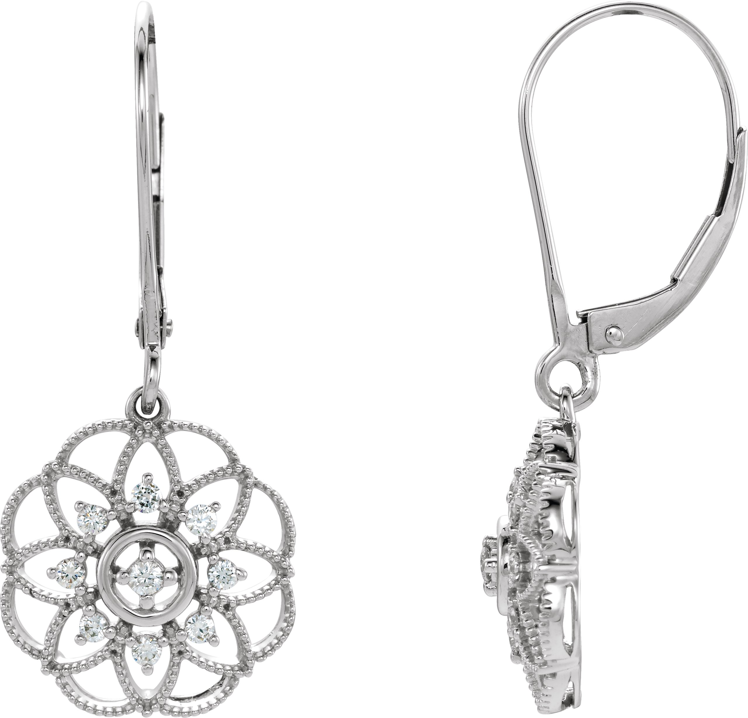 Sterling Silver 1/5 CTW Natural Diamond Granulated Filigree Earrings