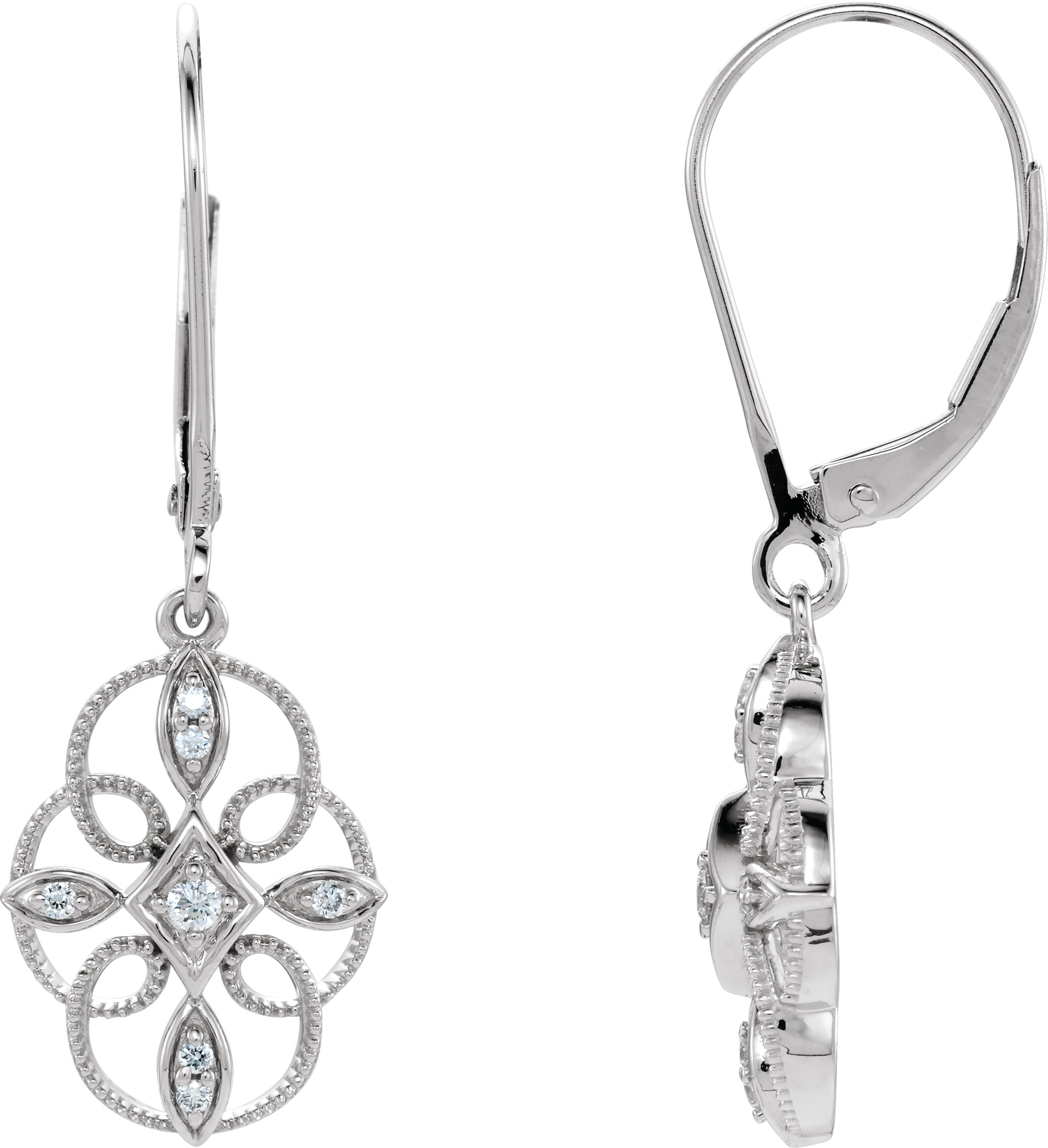 Sterling Silver 1/10 CTW Natural Diamond Filigree Earrings