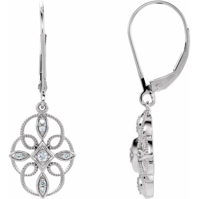 Sterling Silver Blue Sapphire Diamond Granulated Filigree Leverback Earrings Sterling Silver Blue Sapphire Diamond Granulated Filigree Leverback Earrings