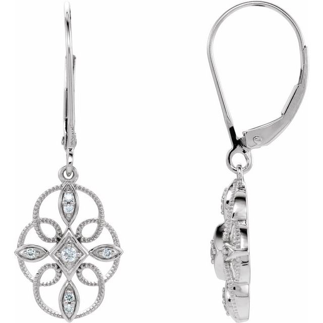 Sterling Silver 1/10 CTW Natural Diamond Filigree Earrings