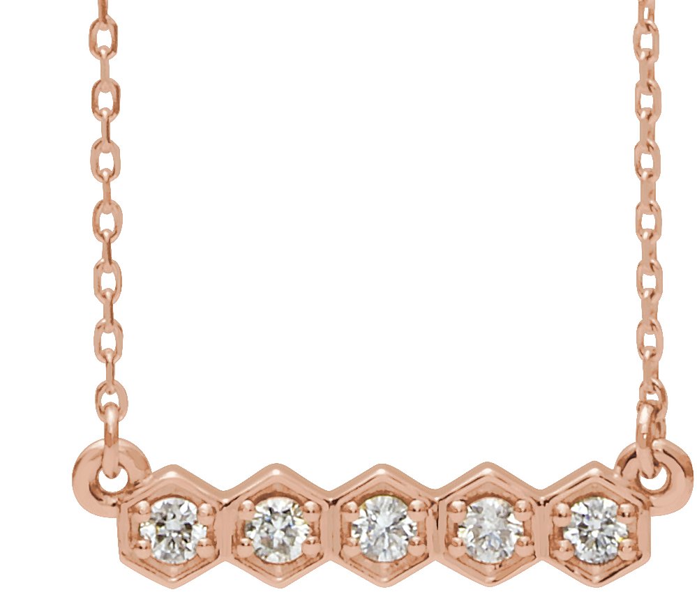 14K Rose 1/5 CTW Natural Diamond Bar 16-18" Necklace