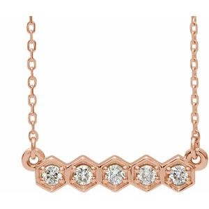 14K Rose 1/5 CTW Natural Diamond Bar 16-18" Necklace