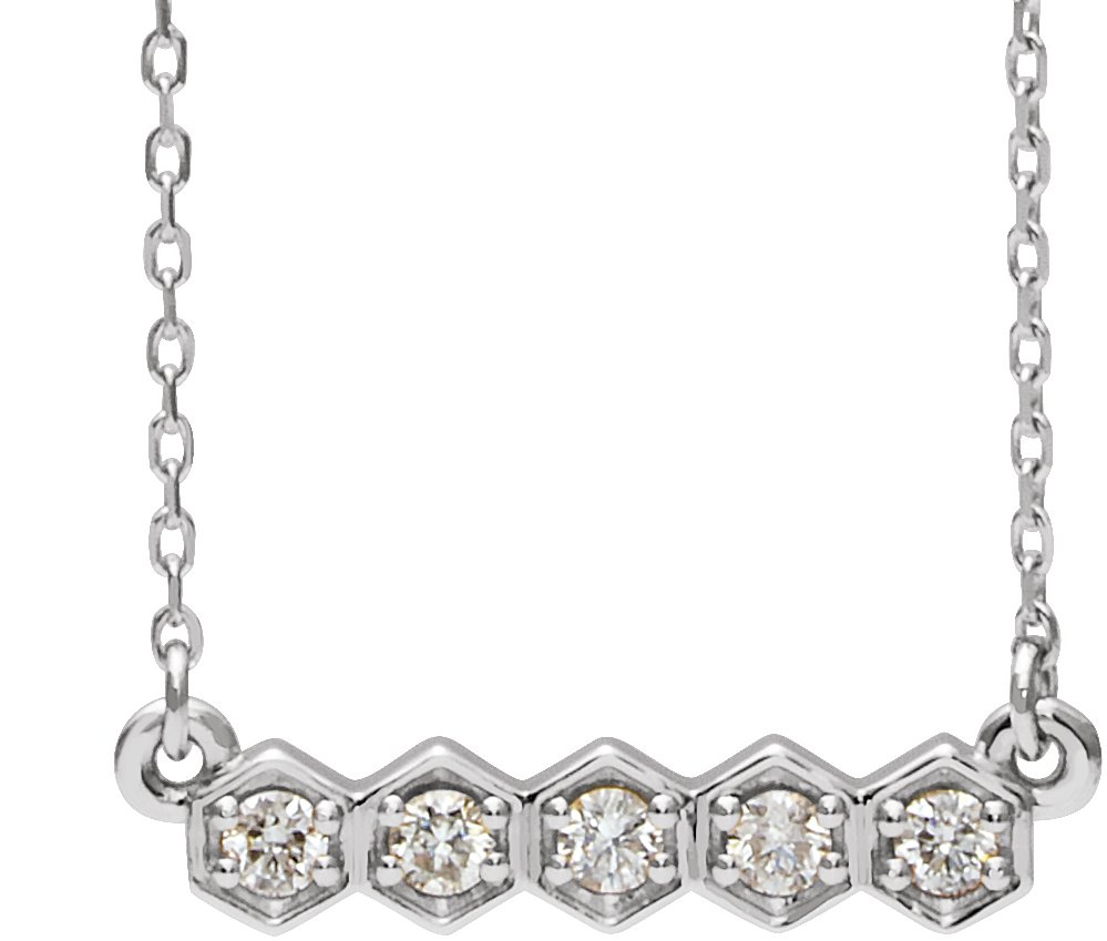 14K White 1/5 CTW Natural Diamond Bar 16-18" Necklace