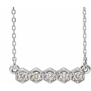 14K White 1/5 CTW Natural Diamond Bar 16-18" Necklace