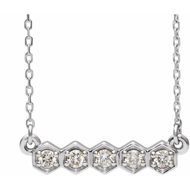 14K White 1/5 CTW Diamond Bar 16-18 Necklace 