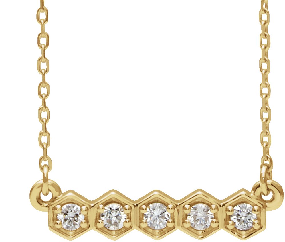 14K Yellow 1/5 CTW Diamond Bar 16-18 Necklace