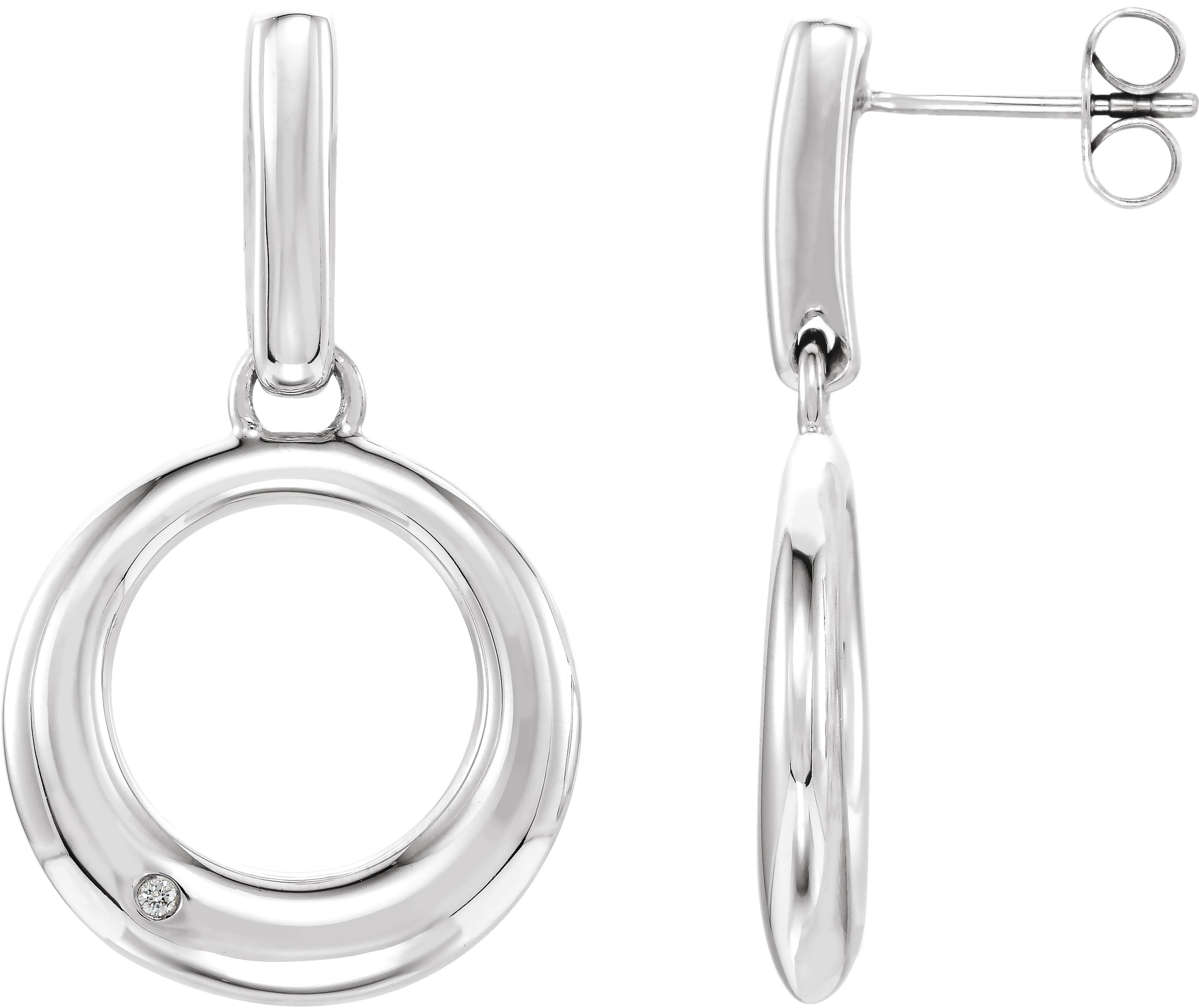 Sterling Silver .02 CTW Diamond Circle Earrings  