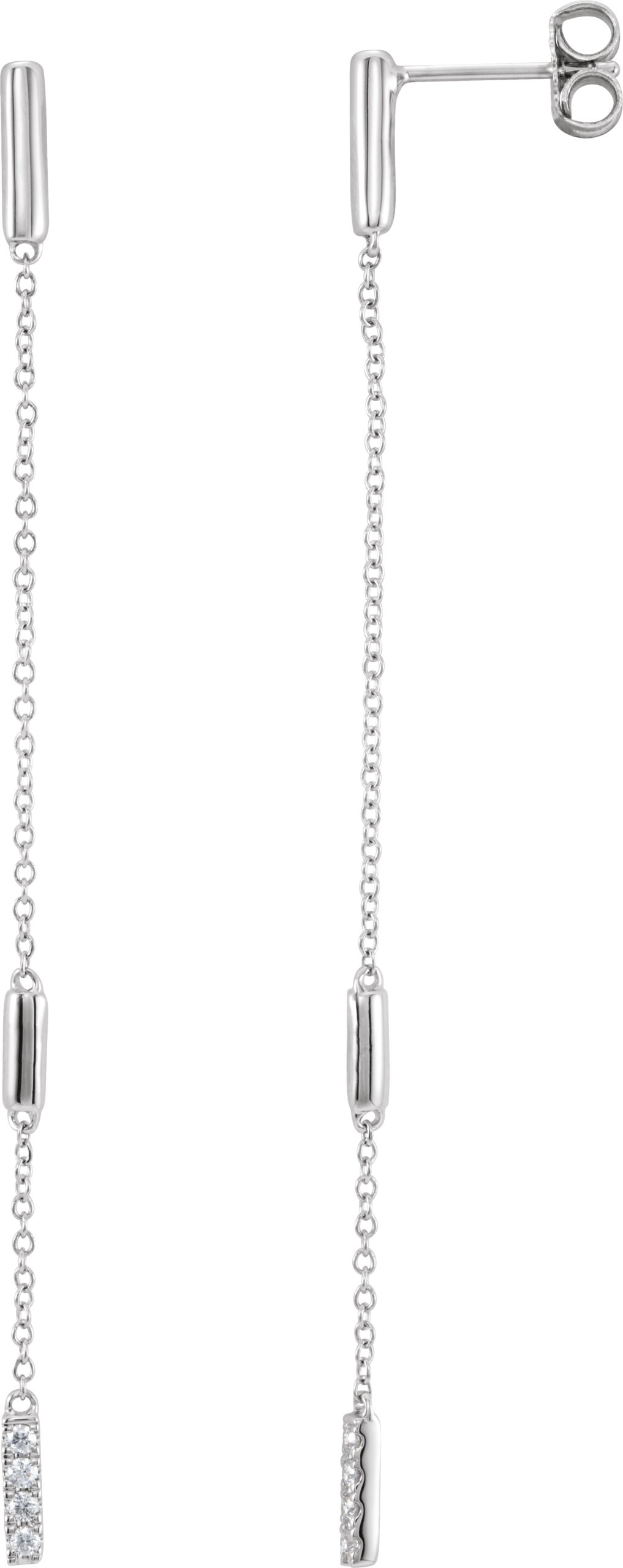 14K White 1/10 CTW Diamond Chain Earrings 