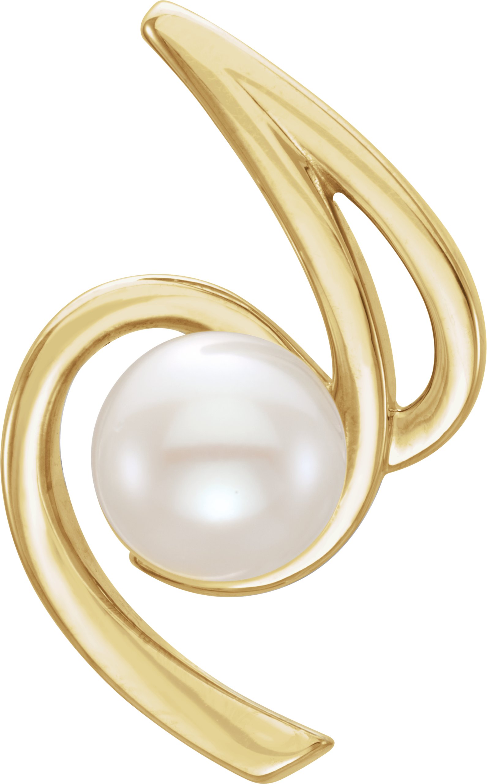 14K Yellow Cultured White Freshwater Pearl Pendant 