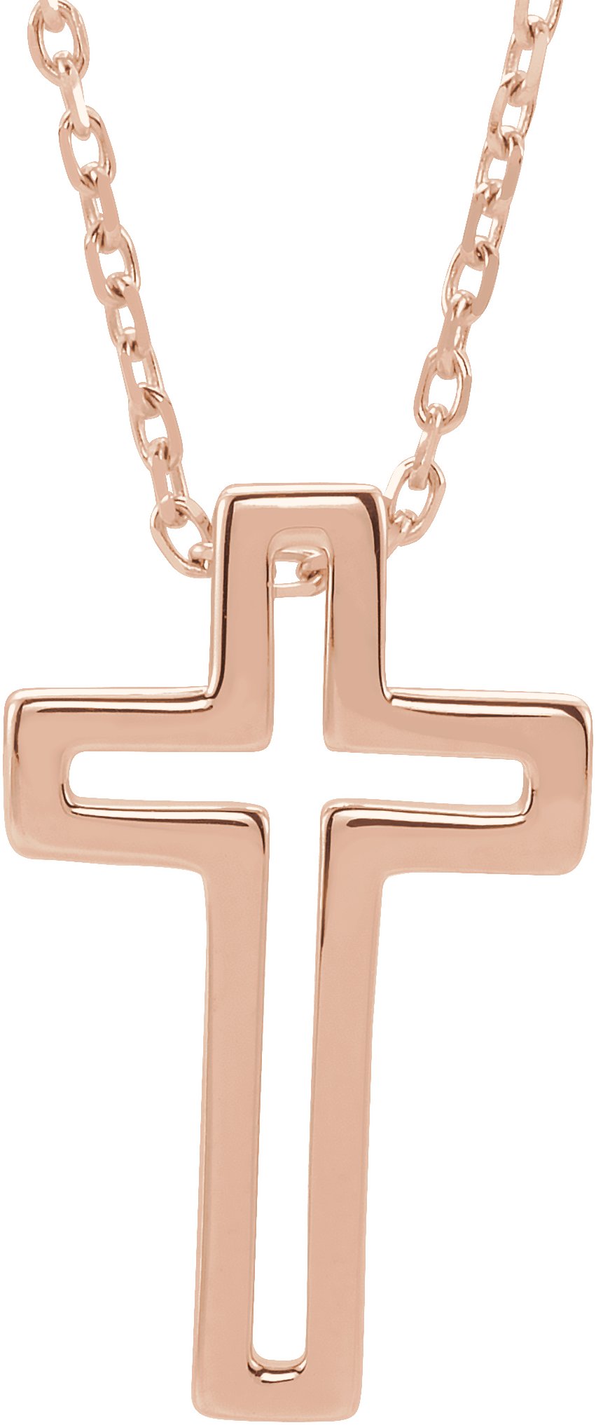 14K Rose Open Cross 16-18" Necklace