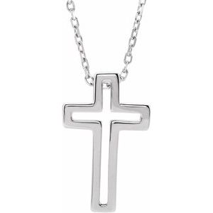 Sterling Silver Open Cross 16-18" Necklace