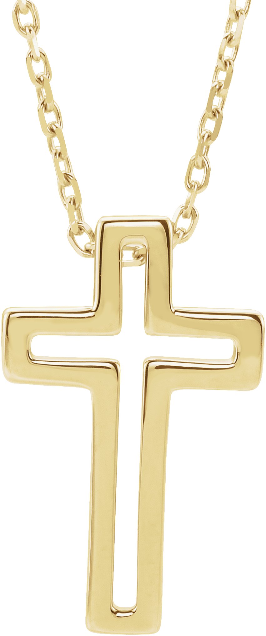 14K White Open Cross Pendant