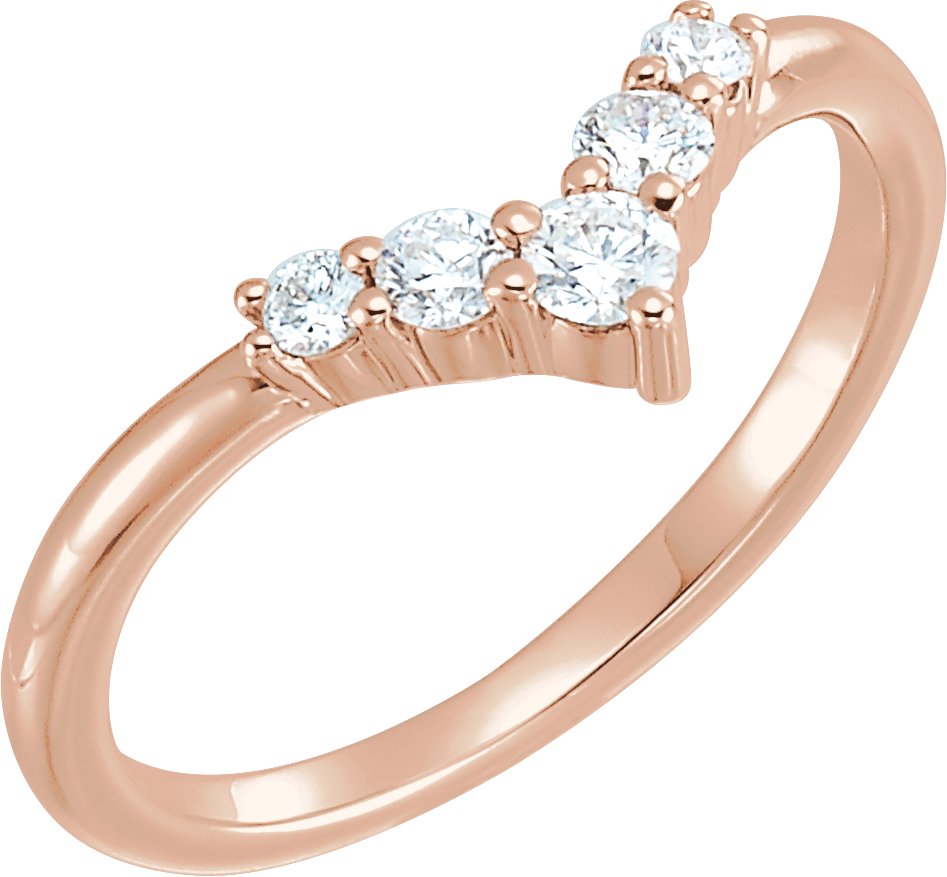 14K Rose 1/4 CTW Diamond Graduated "V" Ring