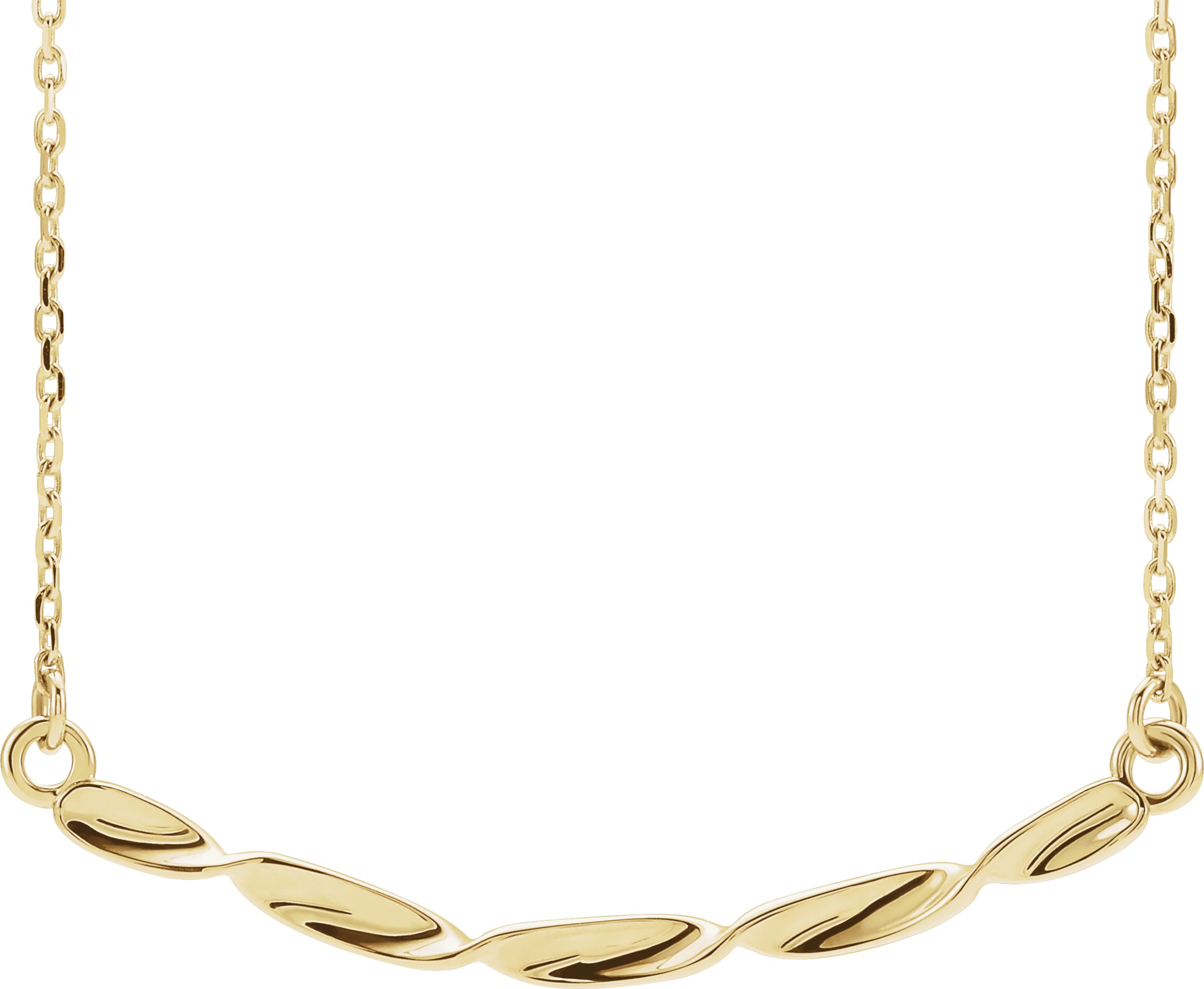 14K Yellow Twisted Bar 16-18 Necklace