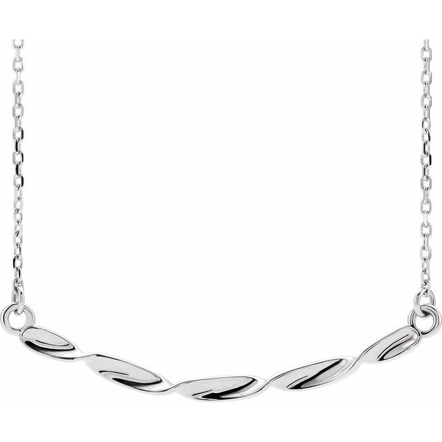 14K White Twisted Bar 16-18" Necklace