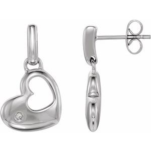 .015 CTW Diamond Heart Dangle Earrings