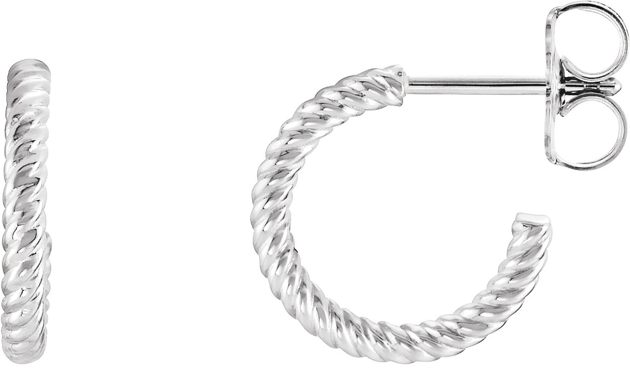 14K White Rope 12 mm Hoop Earrings