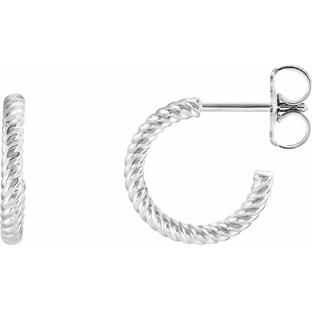 Sterling Silver 12 mm Rope Hoop Earrings