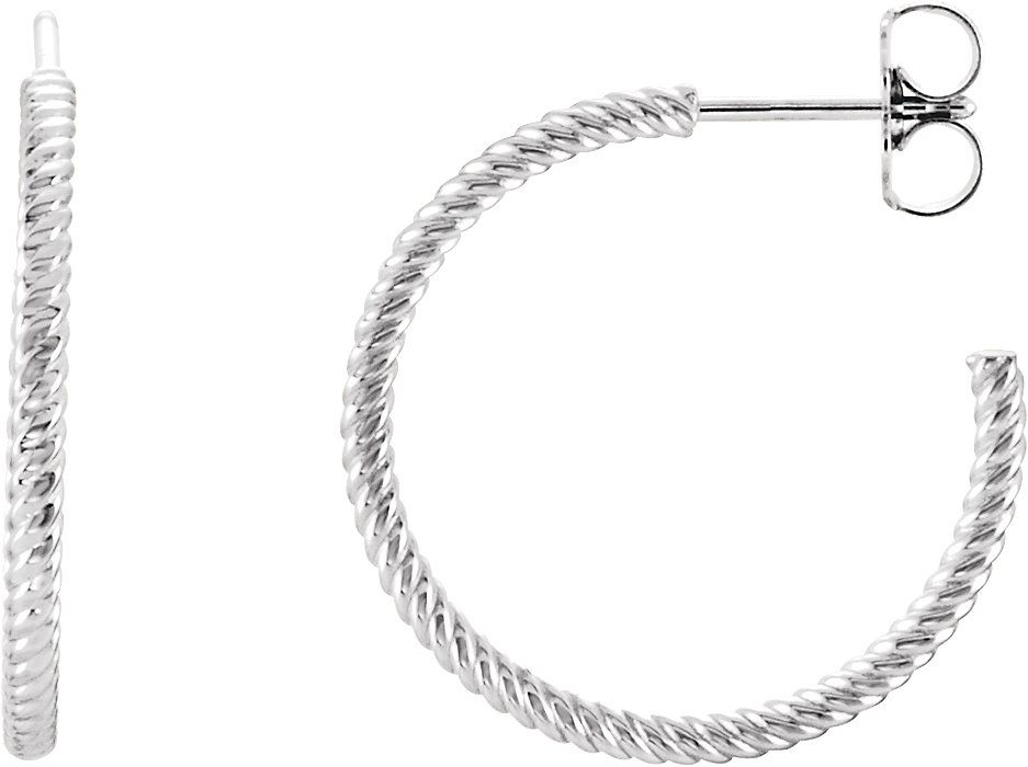 Sterling Silver 21 mm Rope Hoop Earrings