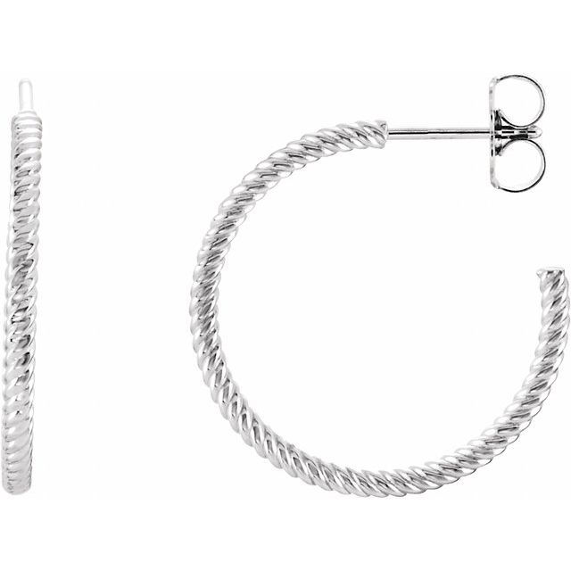 Sterling Silver 21 mm Rope Hoop Earrings