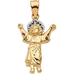 Two Tone Divino Nino Infant Jesus Pendant 18x13mm Ref 380346