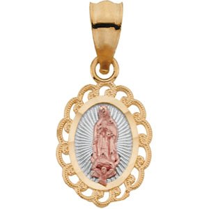 Tri Color Our Lady of Guadalupe Oval Pendant 11 x 8.5mm Ref 617459