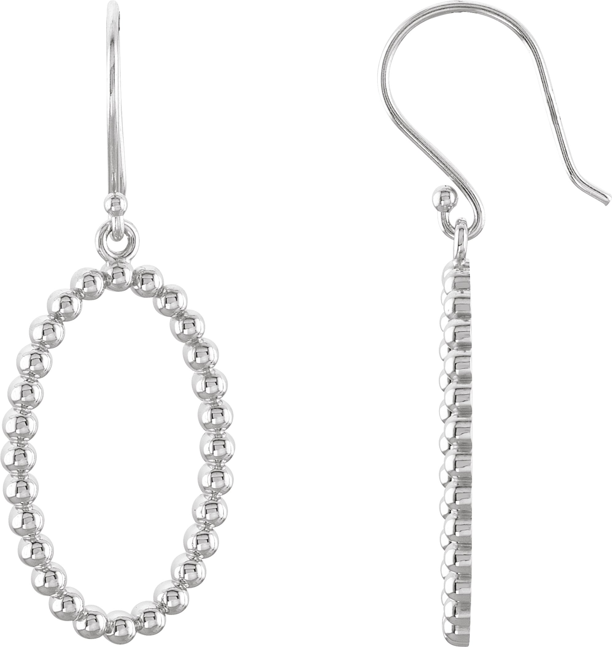 Sterling Silver Oval Beaded Design Earrings