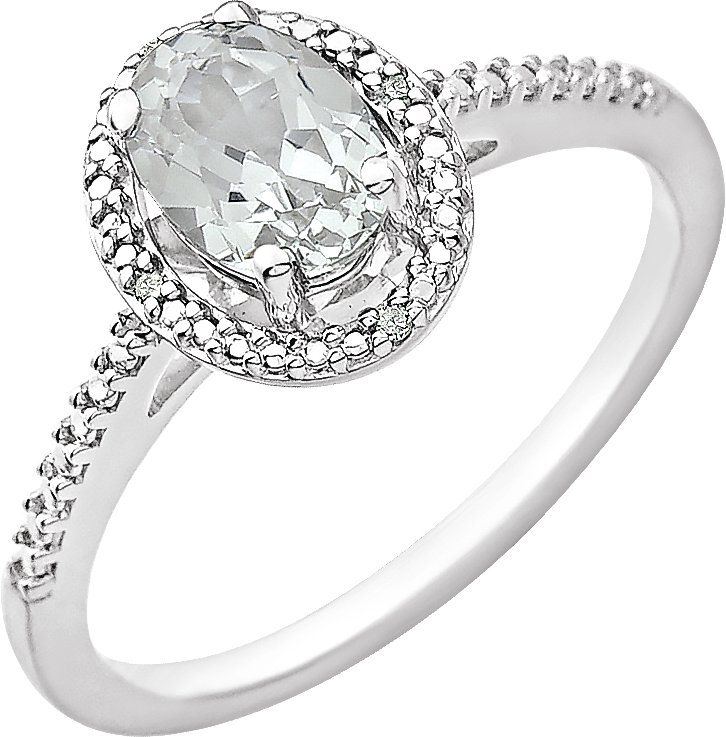 Sterling Silver Lab-Grown White Sapphire & .01 CTW Natural Diamond Ring