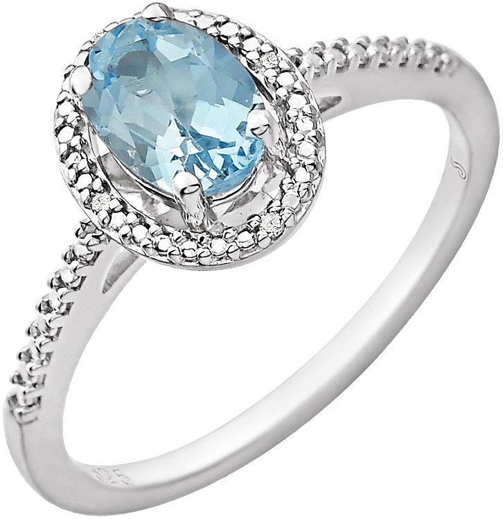 Sterling Silver Natural Sky Blue Topaz & .01 CTW Natural Diamond Ring