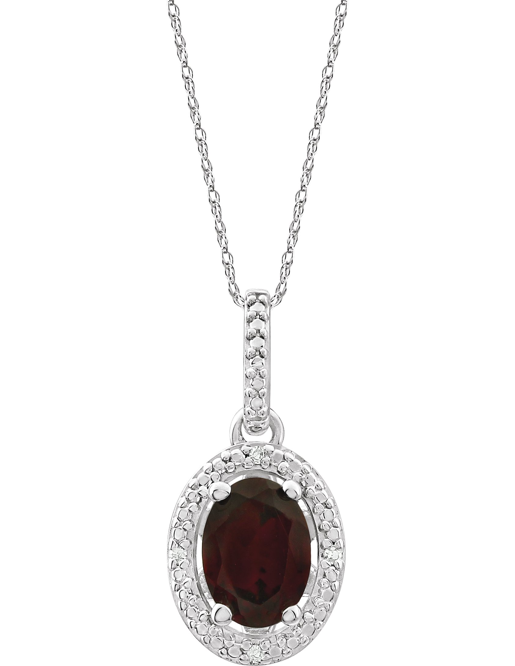 Sterling Silver Natural Mozambique Garnet & .01 CTW Natural Diamond 18