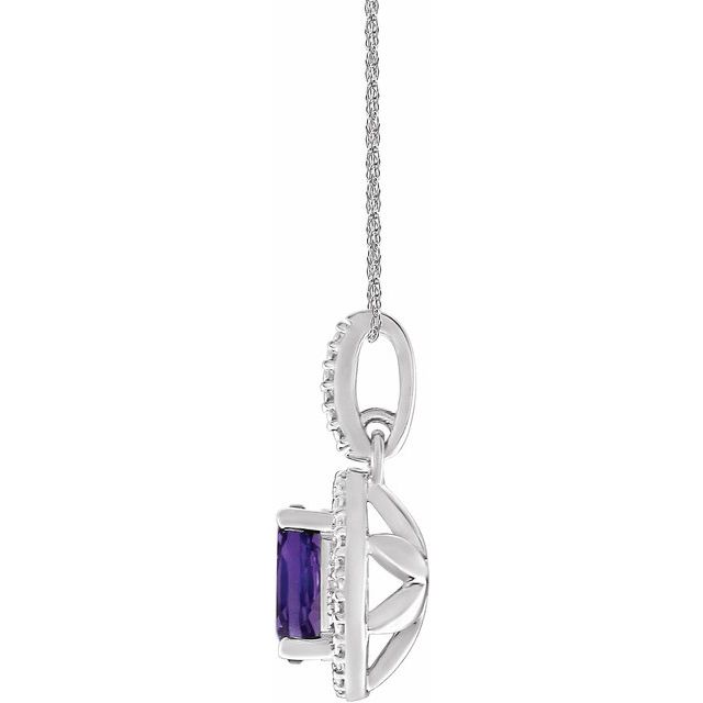 Sterling Silver Natural Amethyst & .01 CTW Natural Diamond 18