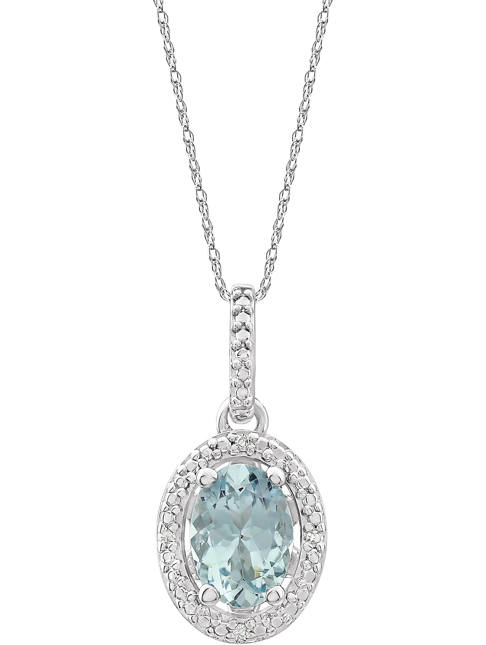 Sterling Silver Natural Aquamarine & .01 CTW Natural Diamond 18 Necklace  