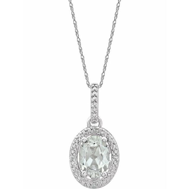 Sterling Silver Lab-Grown White Sapphire & .01 CTW Natural Diamond 18 Necklace 