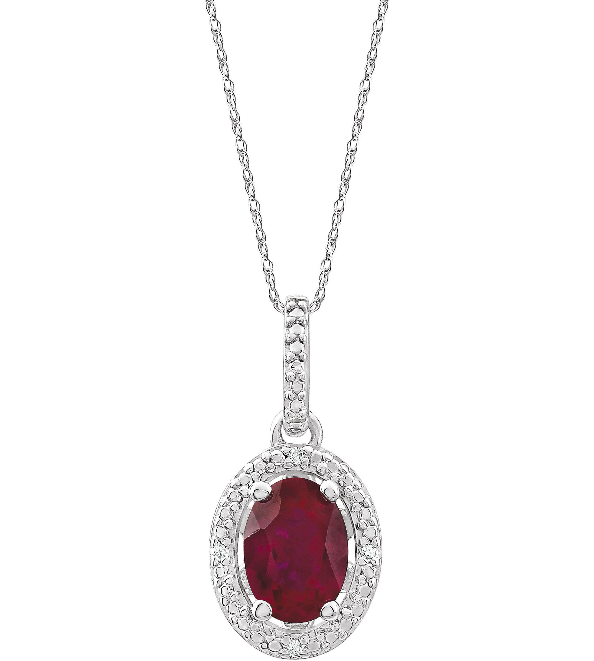 Sterling Silver Lab-Grown Ruby & .01 CTW Natural Diamond 18