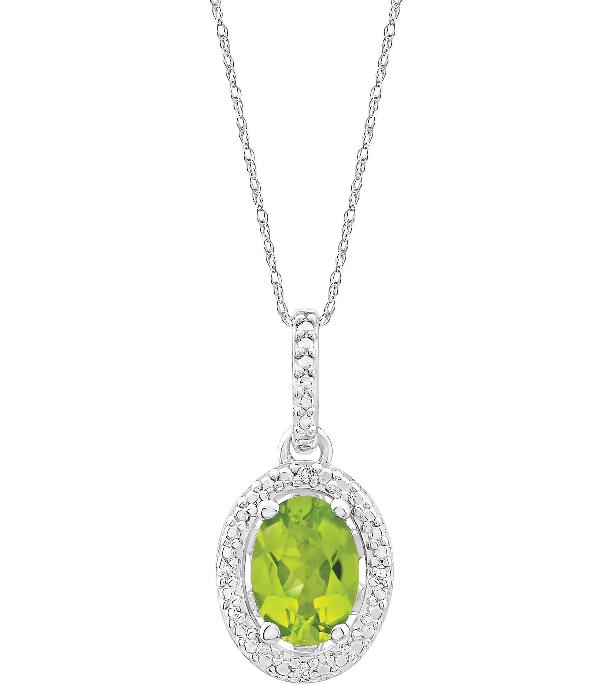 Sterling Silver Natural Peridot & .01 CTW Natural Diamond 18" Necklace 