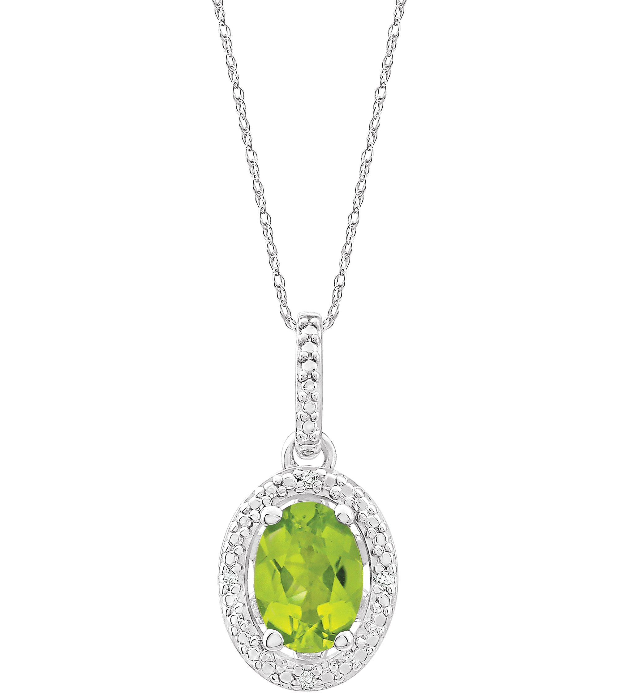 Sterling Silver Natural Peridot & .01 CTW Natural Diamond 18