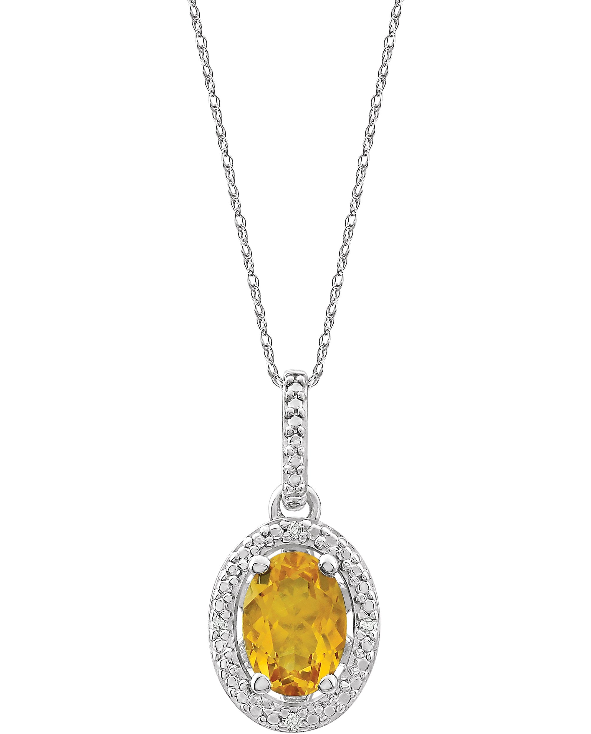 Sterling Silver Natural Citrine & .01 CTW Natural Diamond 18" Necklace 