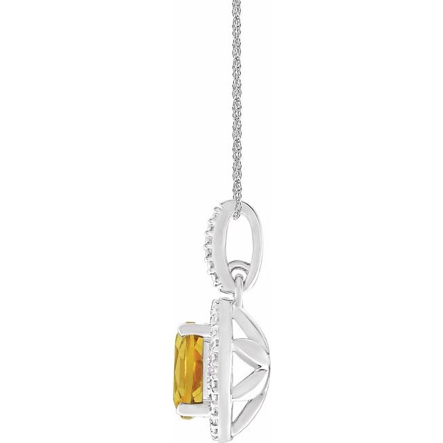 Sterling Silver Natural Citrine & .01 CTW Natural Diamond 18 Necklace 