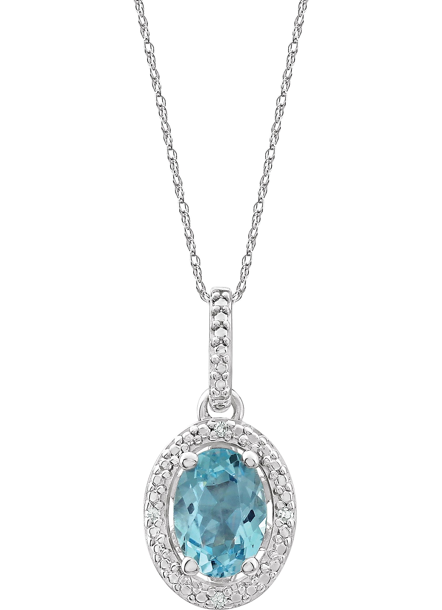 Sterling Silver Natural Sky Blue Topaz & .01 CTW Natural Diamond 18" Necklace  