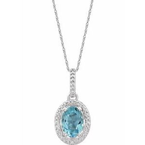 Sterling Silver Natural Sky Blue Topaz & .01 CTW Natural Diamond 18" Necklace  
