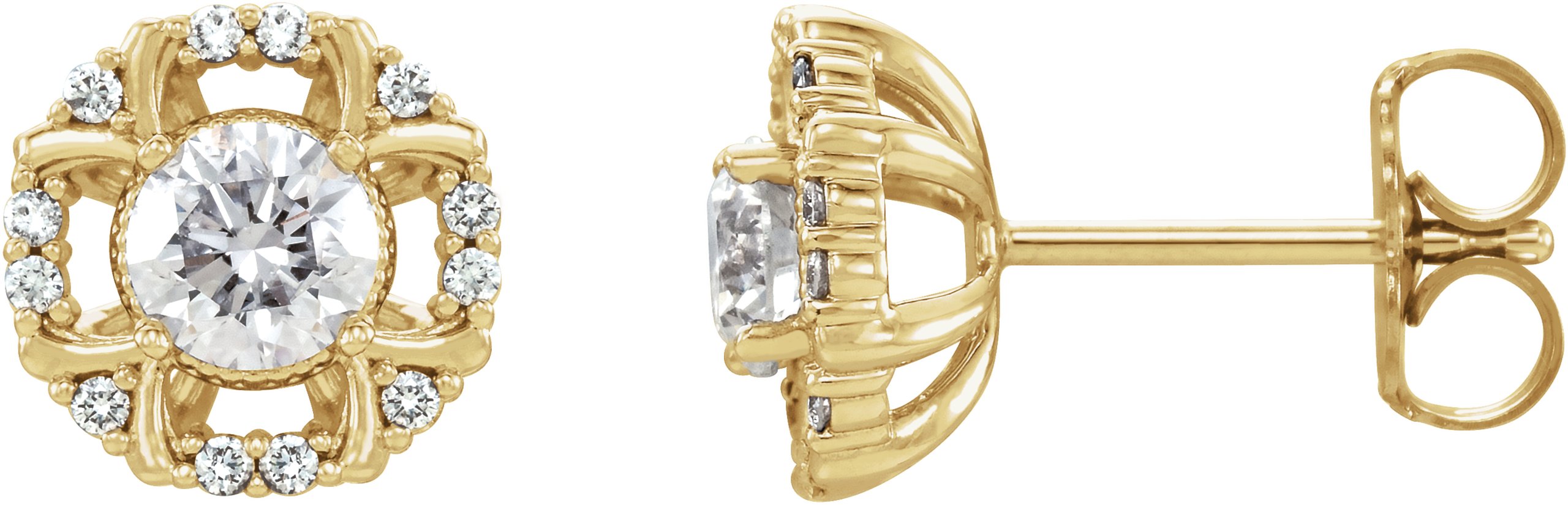 14K Жълто злато 5/8 CTW Natural Диамант Обеци
