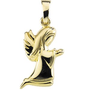 14K Yellow 17.75x11.25 mm Praying Angel Pendant