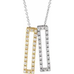 14K White/Yellow 1/3 CTW Natural Diamond Rectangle 16-18" Necklace