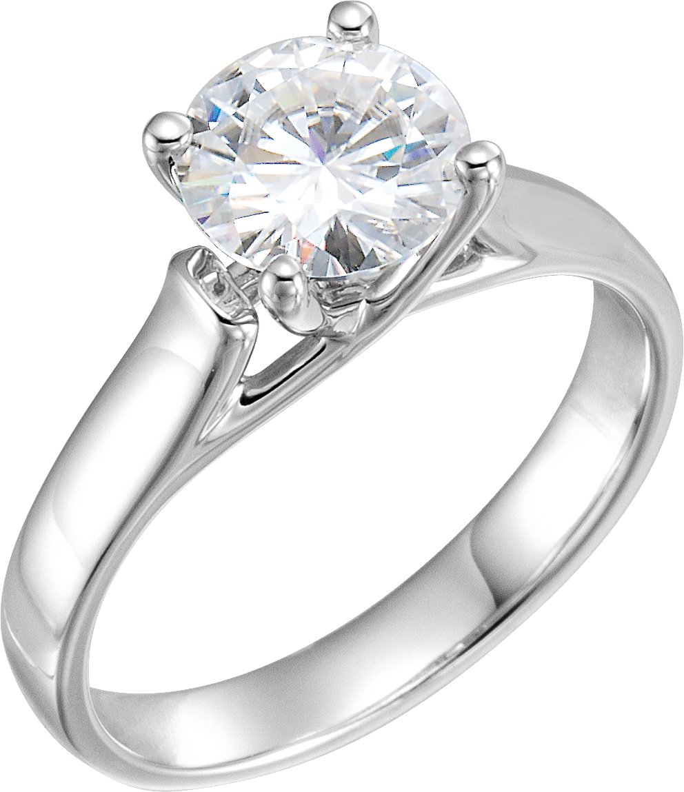 Set 7.5 mm Round Forever One Created Moissanite Solitaire Engagement Ring Ref 12886700